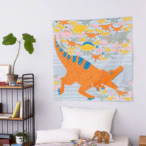 kata kata End Dinosaur Blue Gray Furoshiki (L)