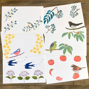 Itsuko Naka Set of 6 Bird & Mountain Postcards