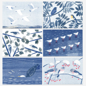 Itsuko Naka Set of 6 Seasonal Birds Postcards