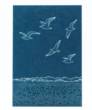 Itsuko Naka Letterpress Postcards : gulls (2 colours)