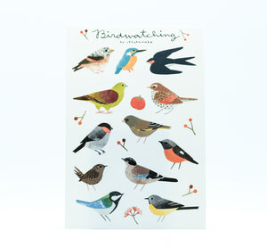 Itsuko Naka Birdwatching sticker cards : Leaves or Fruit