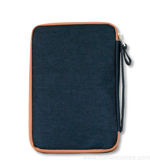 Kyoku Haku 10-piece pen case with notebook slot (deep blue denim)