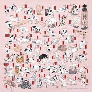 104 Cats Suggested As The Fifty Three Stations Of The Tokaido Pink Furoshiki