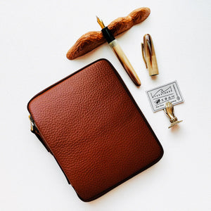 Kyoku Haku Zippered 10 soft Vegetable Tanned Leather Pen Case (2 colours)