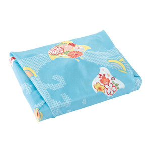 68 Rayon Chirimen Koyomi | Plovers With Wave Blue or Pink Furoshiki