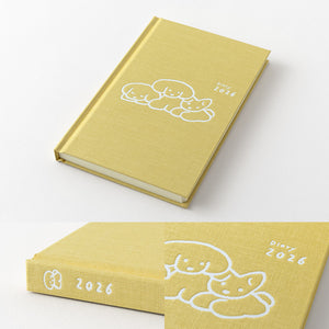 Midori Diary Book type Dog yellow 2026 - NOMADO Store