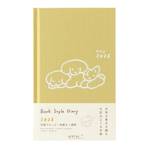 Midori Diary Book type Dog yellow 2026 - NOMADO Store