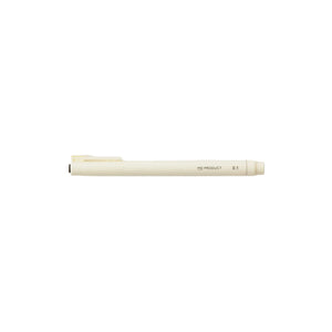 A single cream-colored pen with black text reading 'MS PRODUCT 0.1' on its barrel, positioned horizontally against a clean white background.