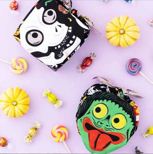 MUSUBI × COCHAE – Furoshiki 70 cm – Japanese Folktales - Yokai: The Monsters’ Night Parade Black