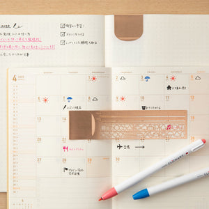 Midori Clip Ruler Copper Decorative Patterns - NOMADO Store