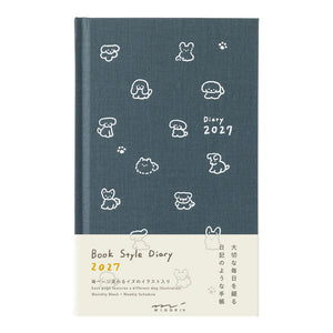 MIDORI Book Style Diary 2027 – B6 – Dog – Navy - NOMADO Store