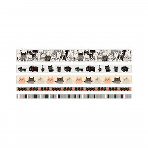 Shinzi Katoh Petit Masking Tape Box – Cats - 5 Mini Washi Tapes