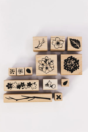 Shachihata Traditional pattern wooden rubber stamps (box - 2 choices) - NOMADO Store