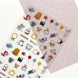 Shinzi Katoh Transparent Sticker Sheet (3 patterns - cute animals)