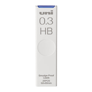Box of uni brand 0.3 HB lead with white background
