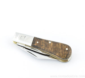 Taylor's Eye Witness Twin Blade Barlow Pocket Knife - Amboyna burr scales & Work back - NOMADO Store