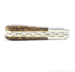Taylor's Eye Witness Twin Blade Barlow Pocket Knife - Amboyna burr scales & Work back - NOMADO Store