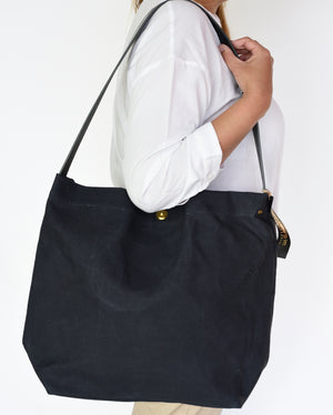 Marineday Fishfly Linen Canvas Shoulder Bag (Black) - NOMADO Store