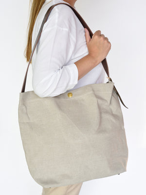 Marineday Fishfly Linen Canvas Shoulder Bag (Natural) - NOMADO Store