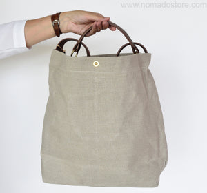 Marineday Fishfly Linen Canvas Shoulder Bag (Natural) - NOMADO Store