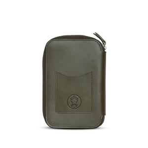 Ateliers Phileas Henro Leather Zipped Organiser (green/natural)