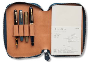 Ateliers Phileas Henro Leather Zipped Organiser (blue/natural)