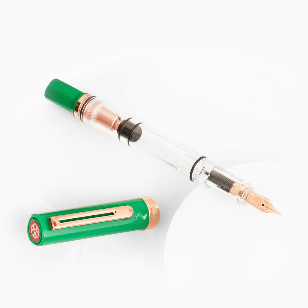 TWSBI ECO-T ROYAL JADE ROSEGOLD FOUNTAIN PEN W/ MIDNIGHT BLUE INK