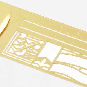 Midori Clip Ruler Brass Decorative Patterns