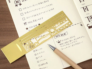 Midori Clip Ruler Brass Decorative Patterns - NOMADO Store