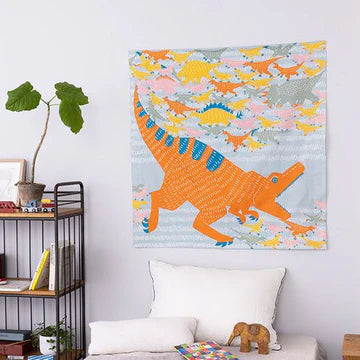kata kata End Dinosaur Blue Gray Furoshiki (L)
