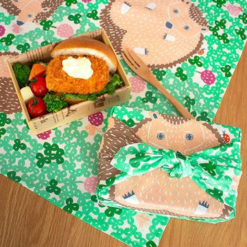 kata kata musubi organic cotton Furoshiki Hedgehog Green (50)