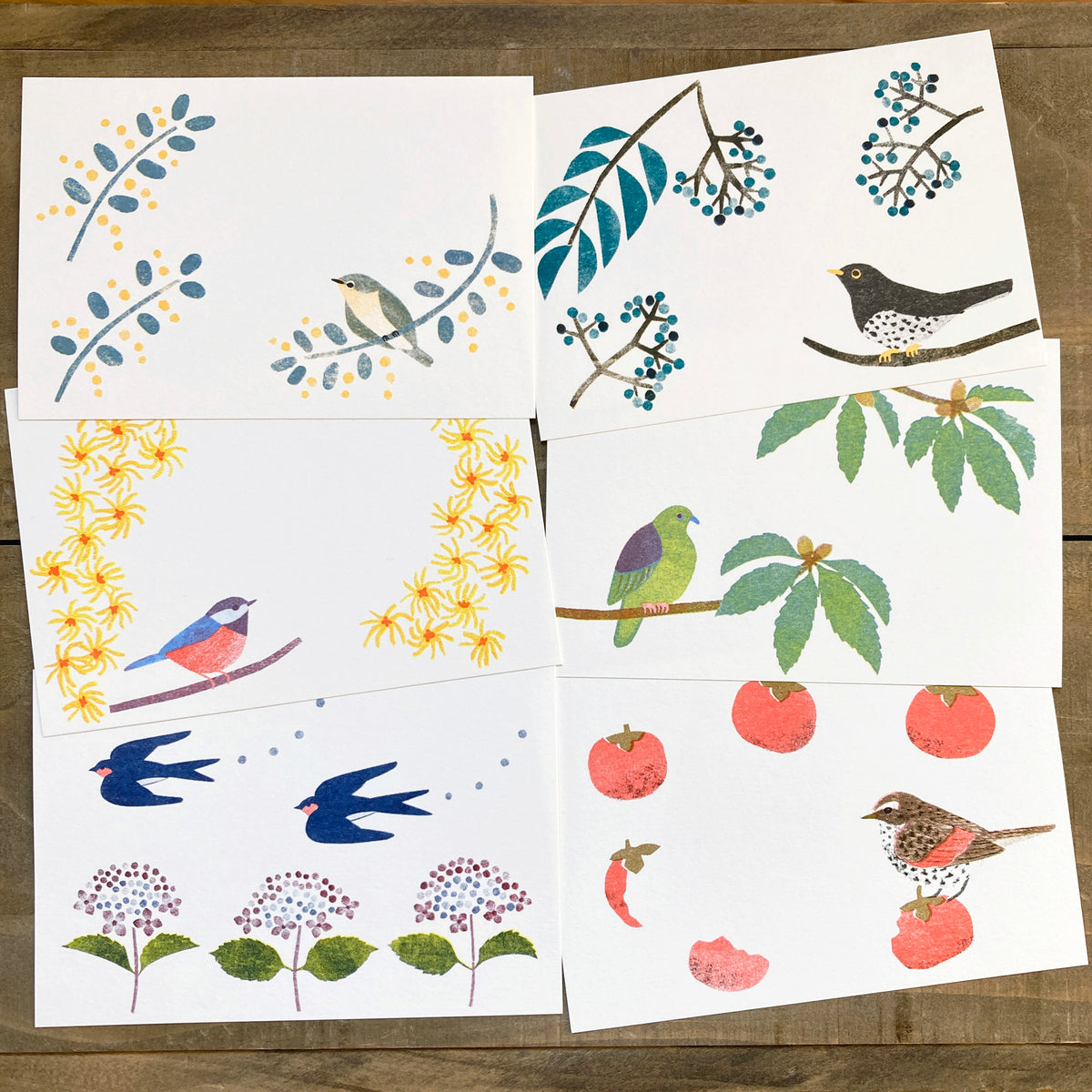 Itsuko Naka Set of 6 Bird & Mountain Postcards