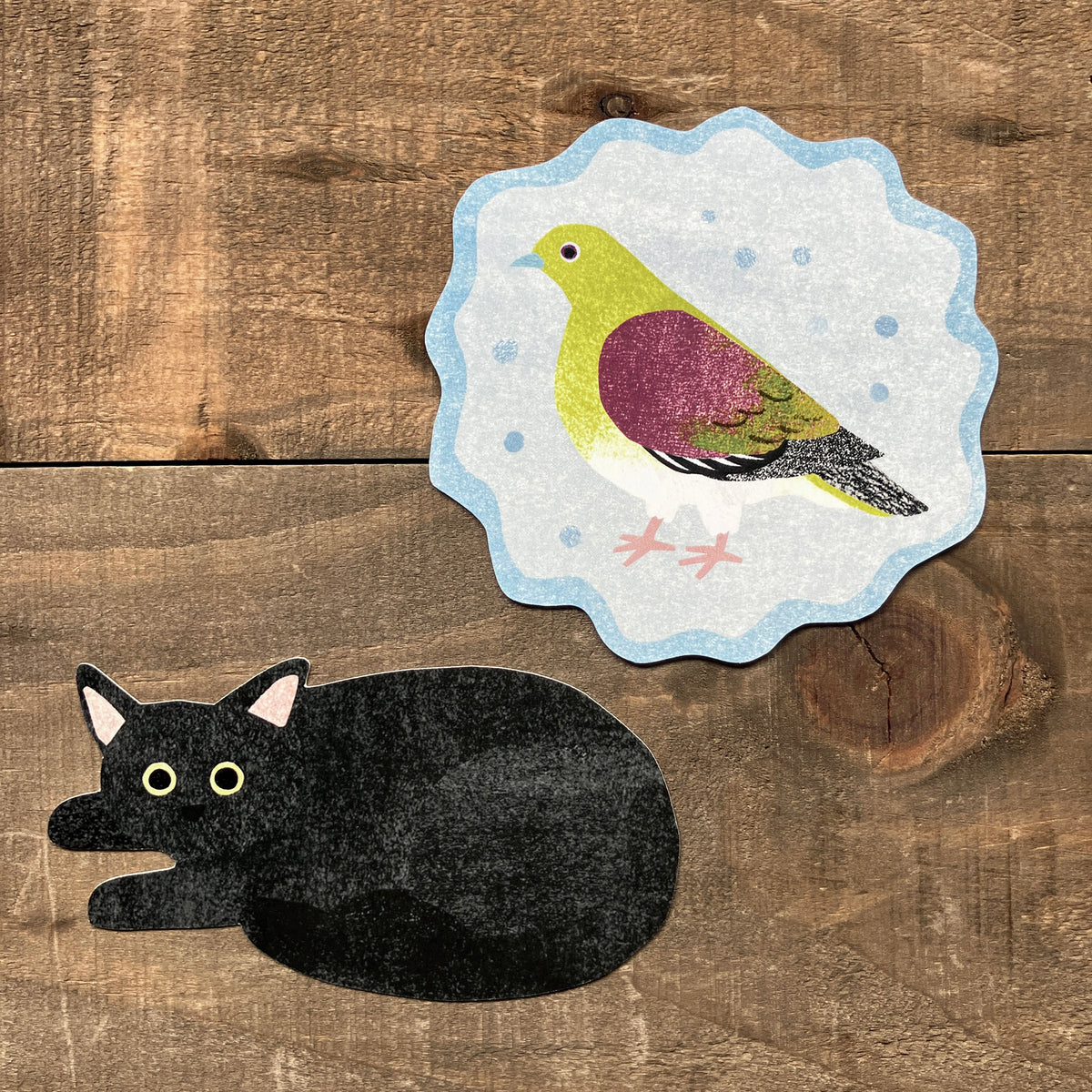 Itsuko Naka Diecut Cards Card : Cat & Pigeon (2 designs)