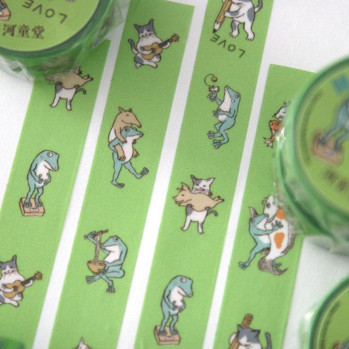 KAPPADO cat and frog masking tape love (green)