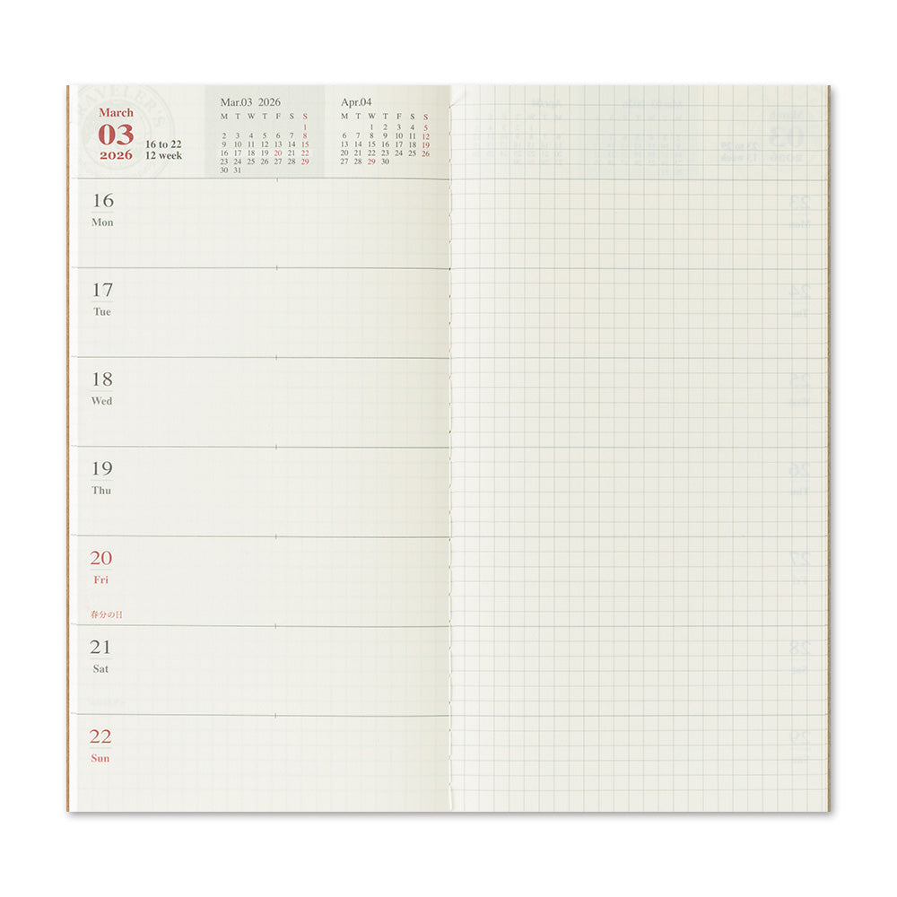 2026 - Traveler's Notebook (TRC) Weekly + Memo Diary (Regular size)