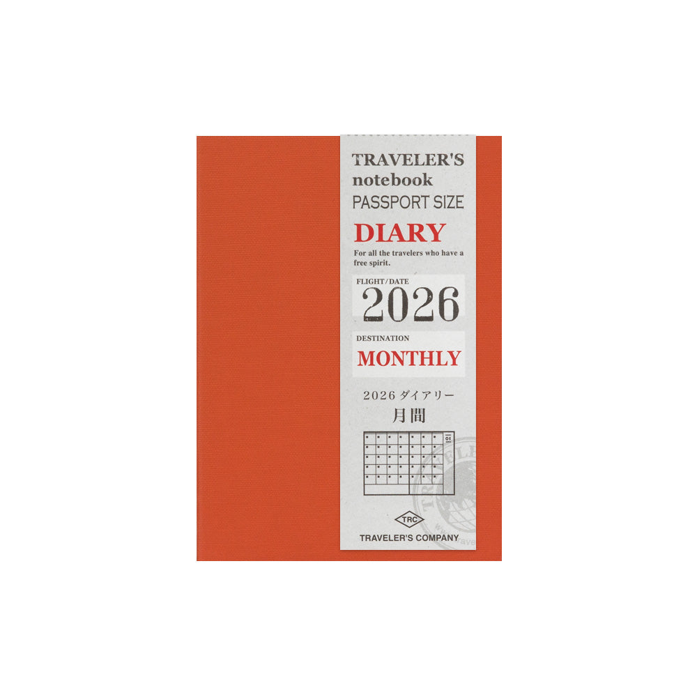 2026 Traveler's Notebook (TRC) - Monthly Diary refill Passport size