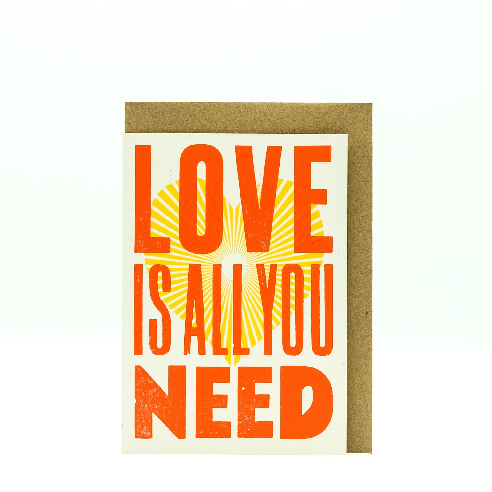 Mitchell-Finch letterpress card : Love is All you Need (2 colours)