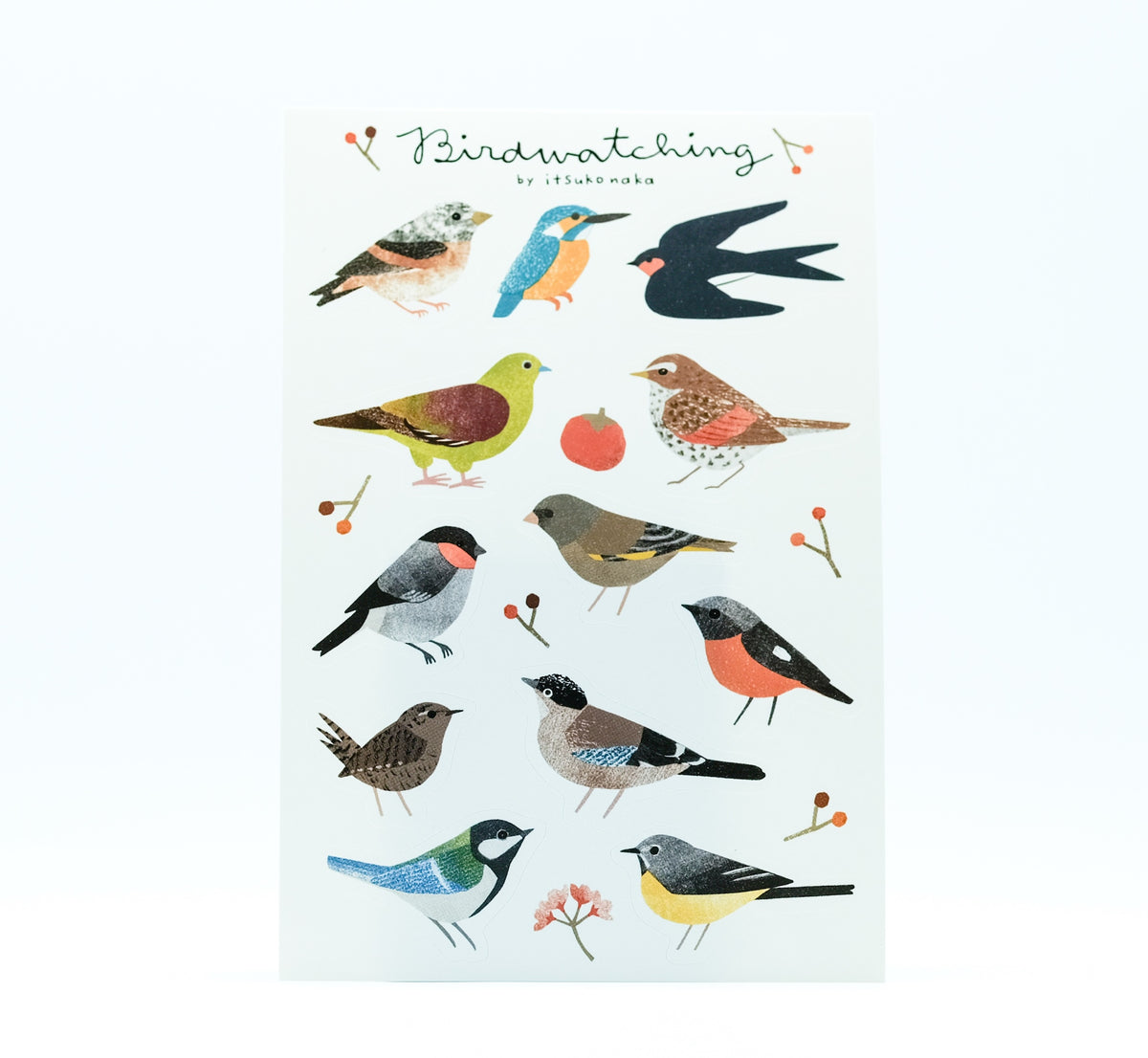 Itsuko Naka Birdwatching sticker cards : Leaves or Fruit