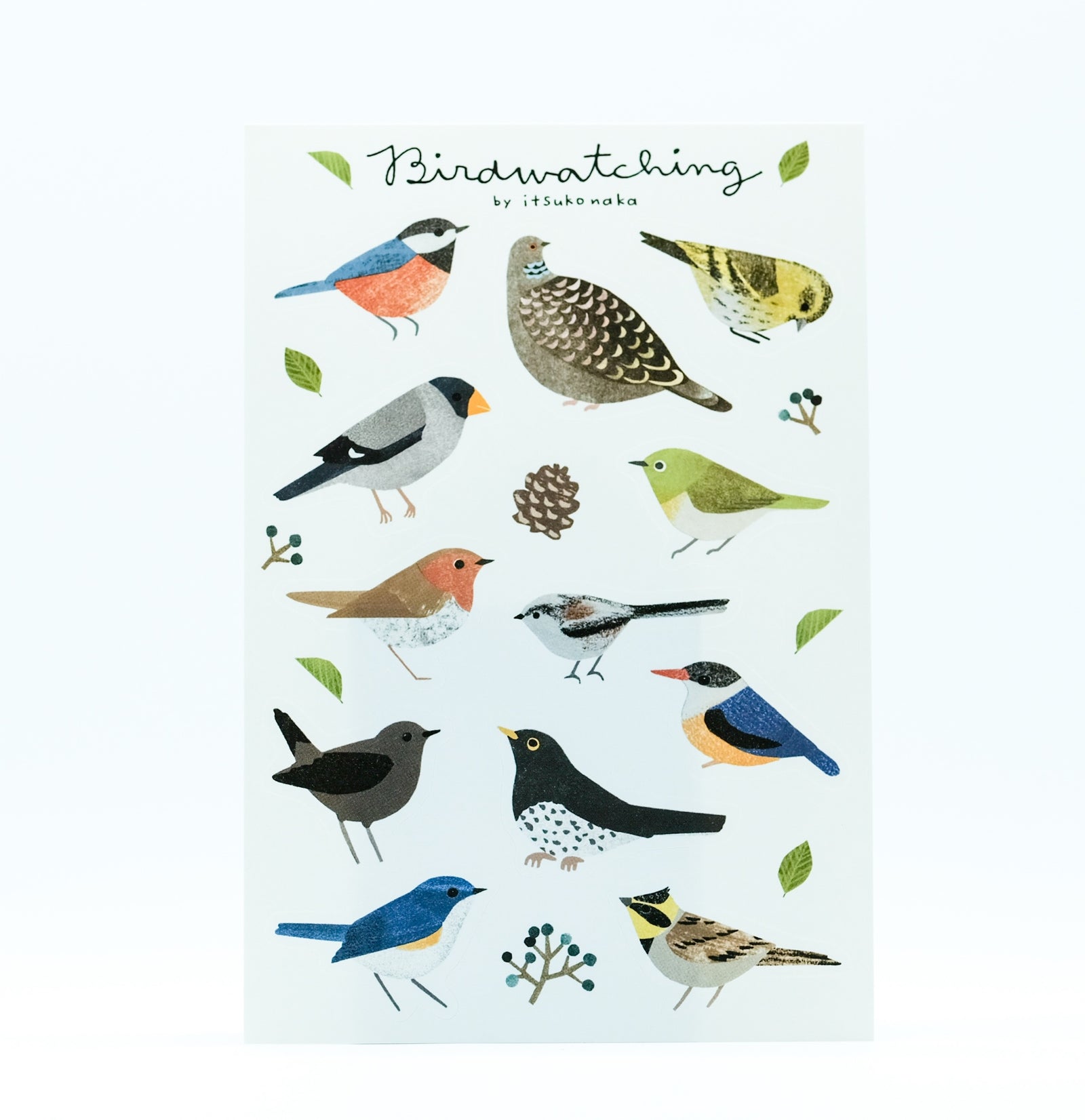 Itsuko Naka Birdwatching sticker cards : Leaves or Fruit