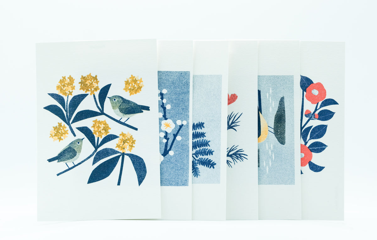 Itsuko Naka Set of 6 Flowers and Birds Postcards