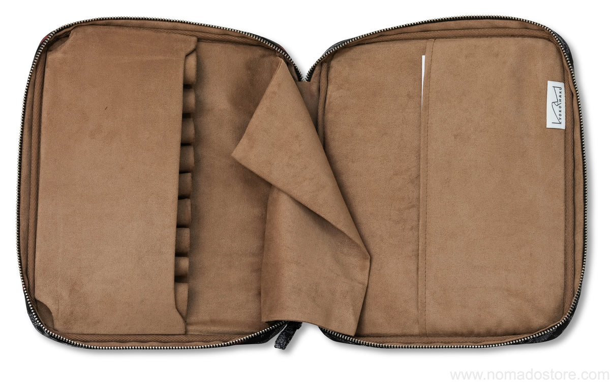 Kyoku Haku 9-piece pen case with notebook slot (Black Kimono design)