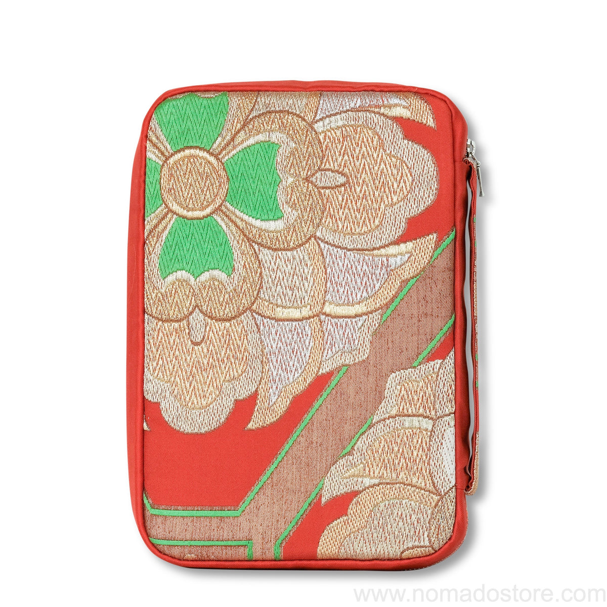 Kyoku Haku Zippered 20 Slots Pen Case (red kimono fabric)
