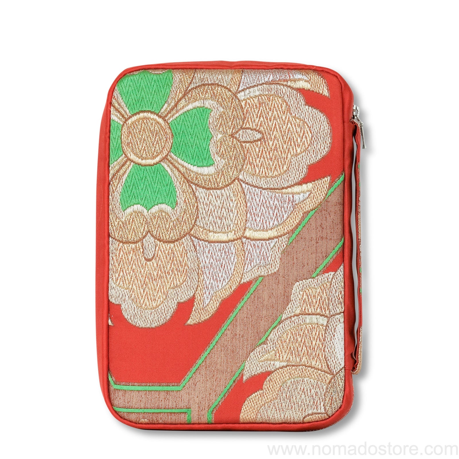 Kyoku Haku Zippered 20 Slots Pen Case (red kimono fabric)