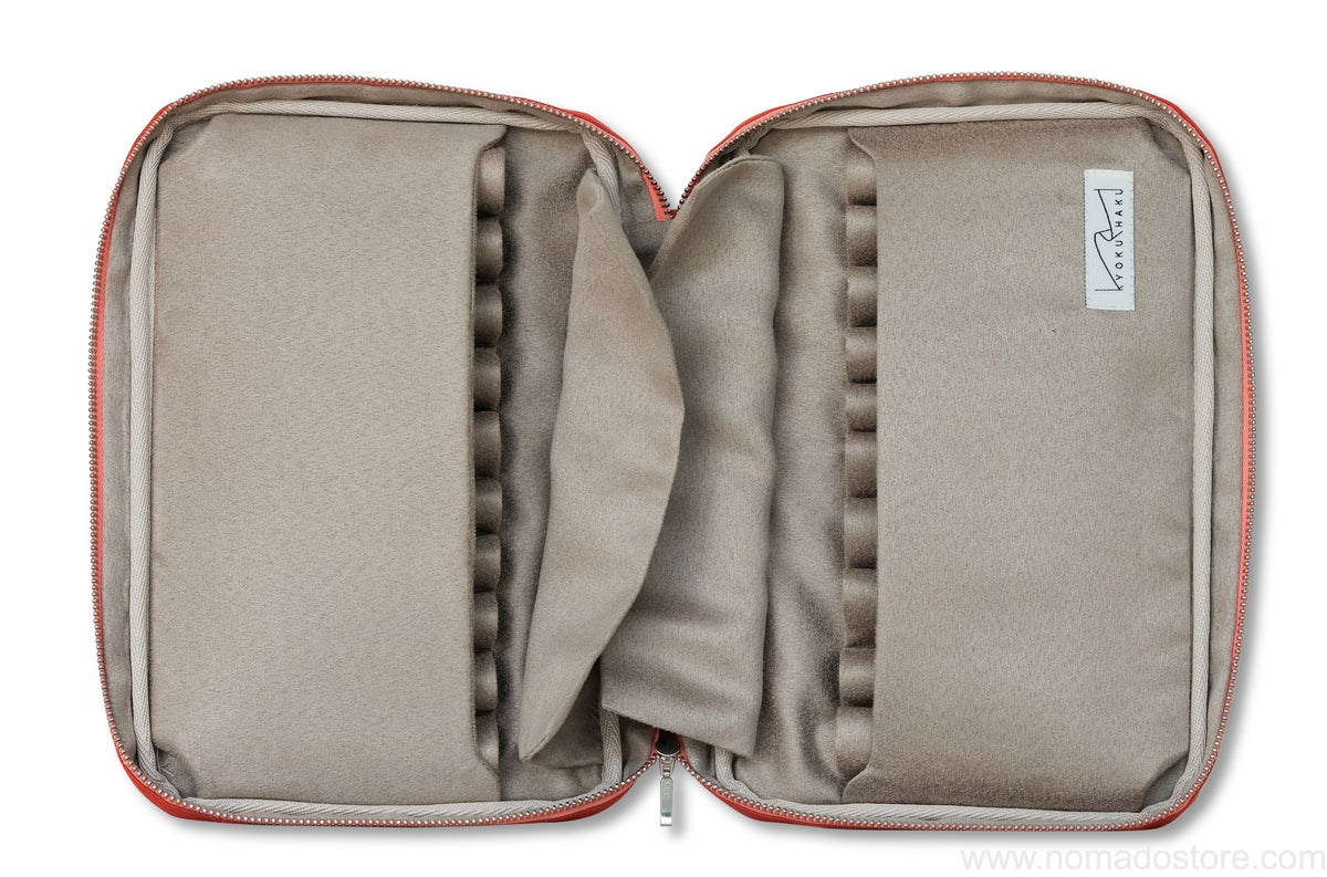 Kyoku Haku Zippered 20 Slots Pen Case (red kimono fabric)