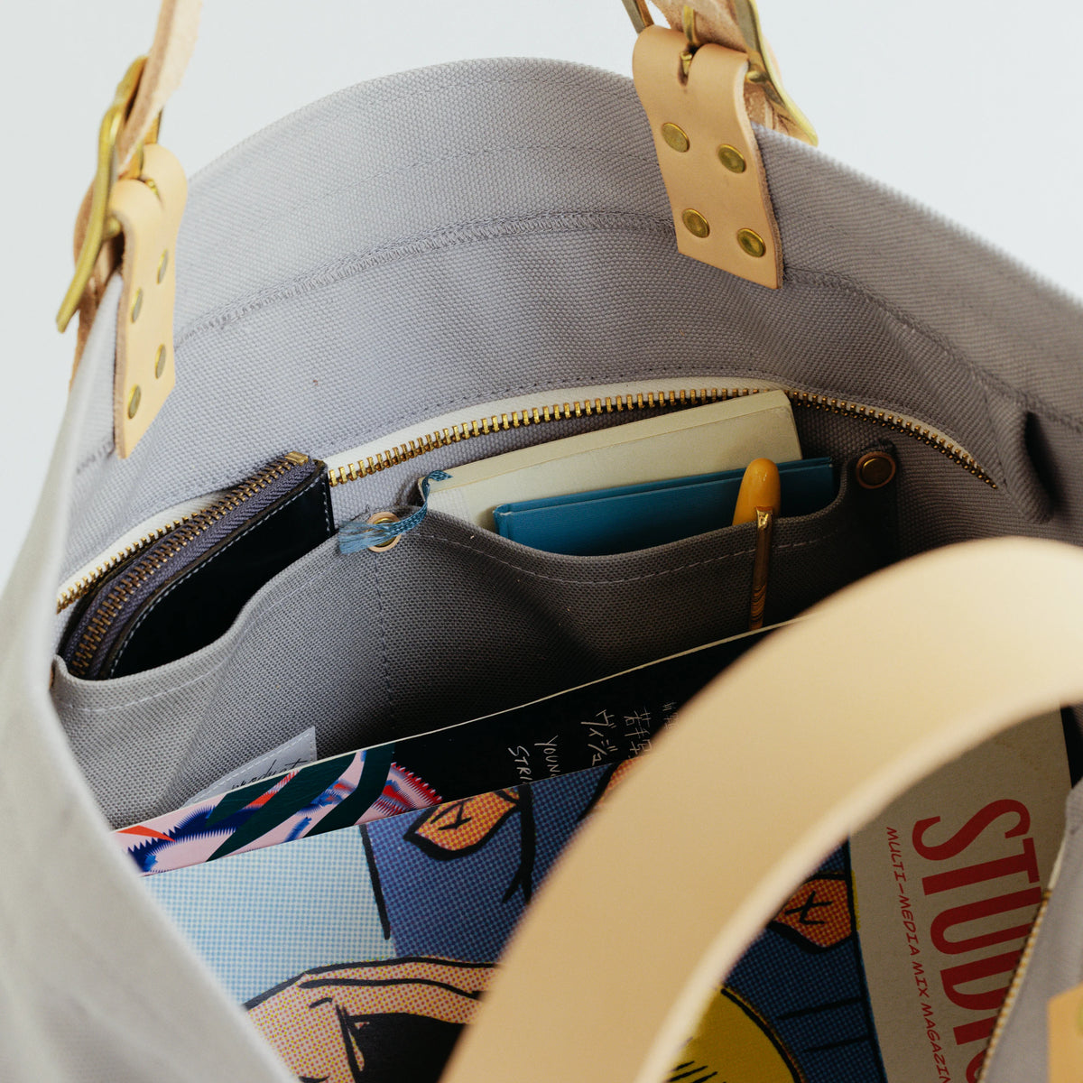 Superior Labor engineer tote bag S (grey canvas/3 options) - NOMADO Store 
