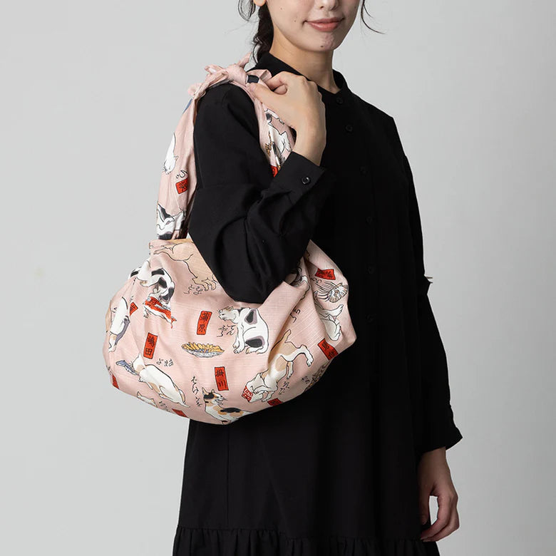 104 Cats Suggested As The Fifty Three Stations Of The Tokaido Pink Furoshiki