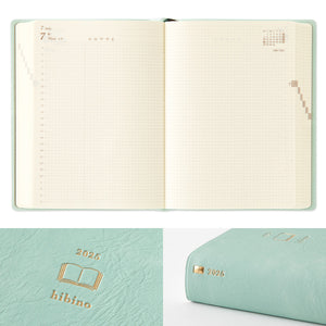 Midori 2025 Diary Hibino A6 Blue green