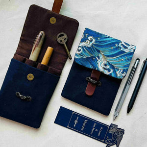 Kyoku Haku Seven-pen window grille pattern flip-top pen case (4 options)