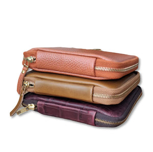 Kyoku Haku Zippered 10 soft Vegetable Tanned Leather Pen Case (2 colours)