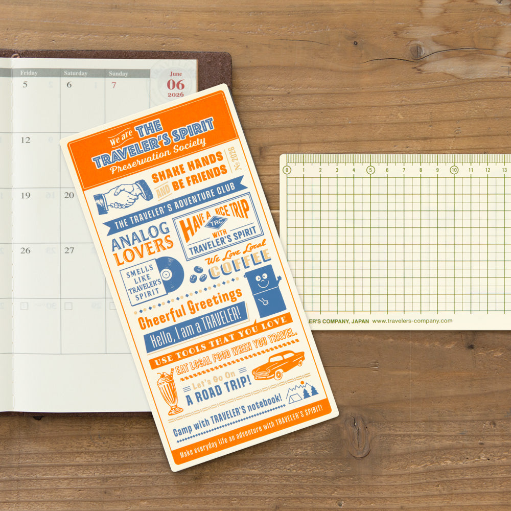 2026 Diary Traveler's Notebook (TRC) Plastic Underlay (Regular size)